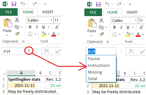 Selecting the named ranges