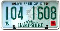 A New Hampshire license plate